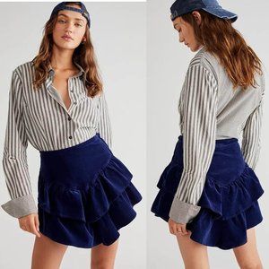 Mother The Ruffle Mini Skirt Blueprint Corduroy